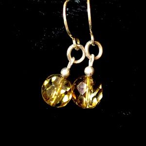 Green Glass Bead Sterling Silver Earrings